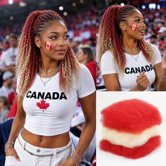 Canada Flag Colored Kinky Braids Human Hair Pack