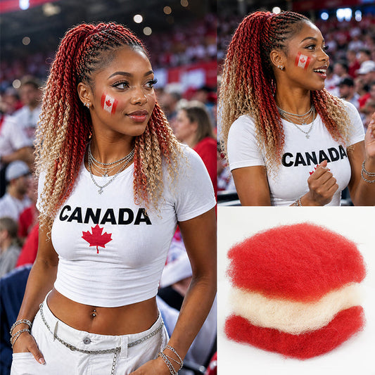 Canada Flag Colored Kinky Braids Human Hair Pack