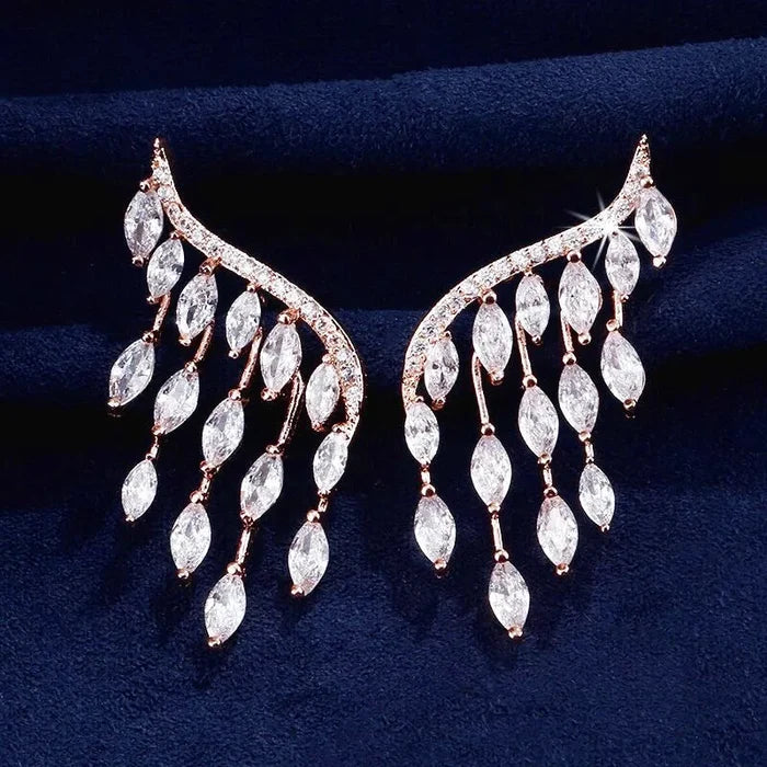 Wedding Jewelry - Cubic Zirconia Bridal Earrings - Available in Silver, Rose Gold and Yellow Gold