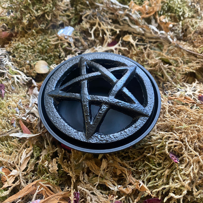 Cast iron pentacle incense burner