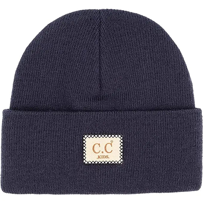 C.C. Kids Suede Patch Solid Beanies (7168273252399)