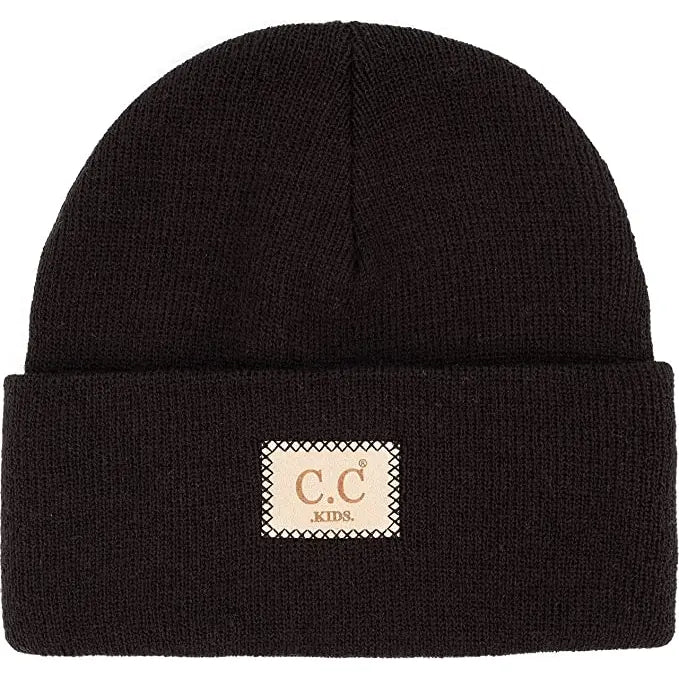C.C. Kids Suede Patch Solid Beanies (7168273252399)