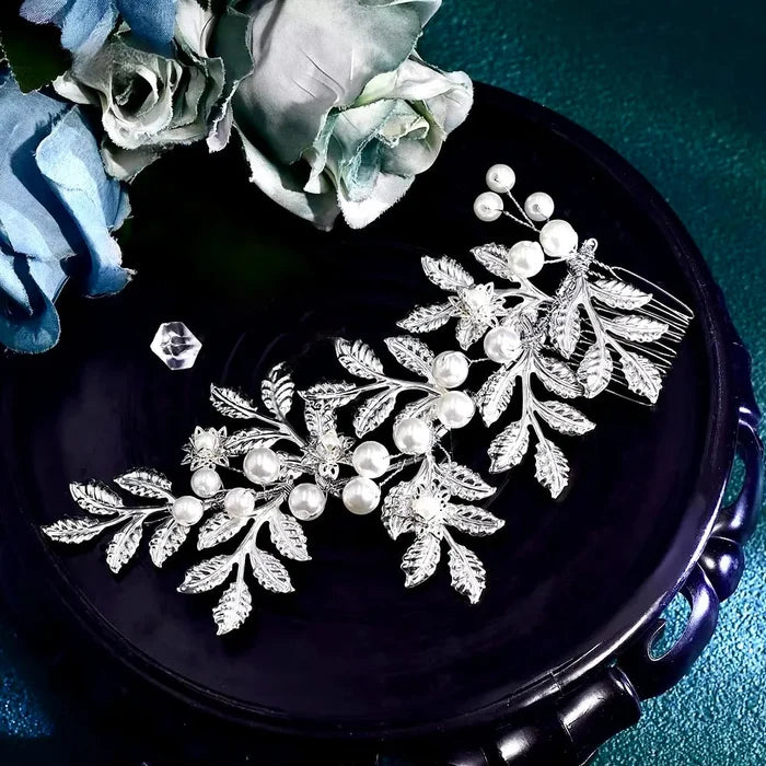 Wedding Hair Accessories - Silver Pearl Bridal Hair Comb