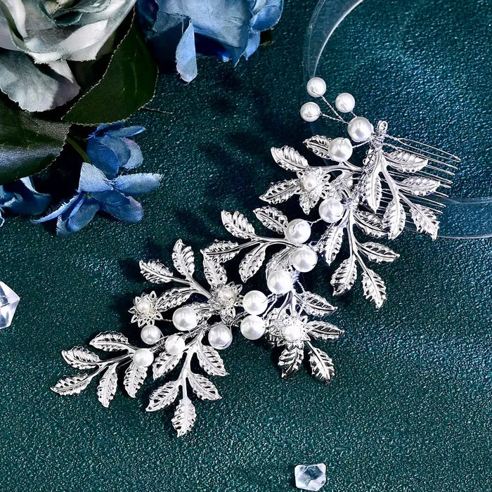 Wedding Hair Accessories - Silver Pearl Bridal Hair Comb