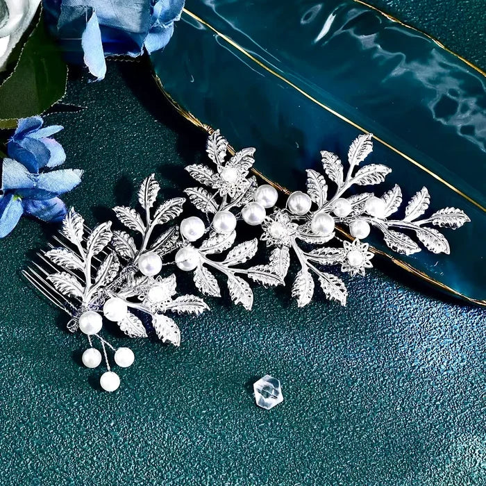 Wedding Hair Accessories - Silver Pearl Bridal Hair Comb