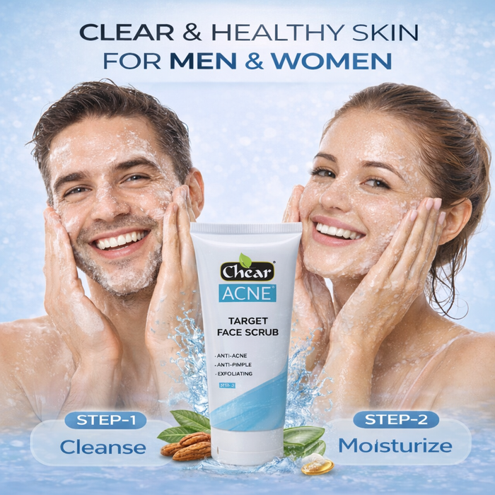Chear Acne Face Scrub 100ml | Salicylic Acid Exfoliating Face Wash | Clears Spots, Blackheads & Oily Skin | Niacinamide, Aloe Vera & Vitamin E