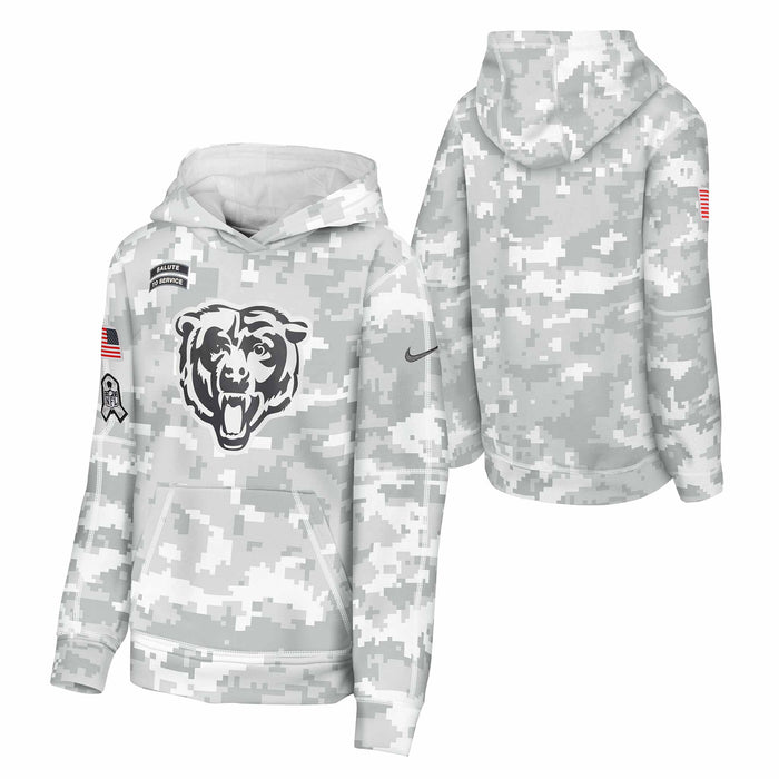Chicago Bears Youth Nike 2024 Salute To Service Hooded Sweatshirt