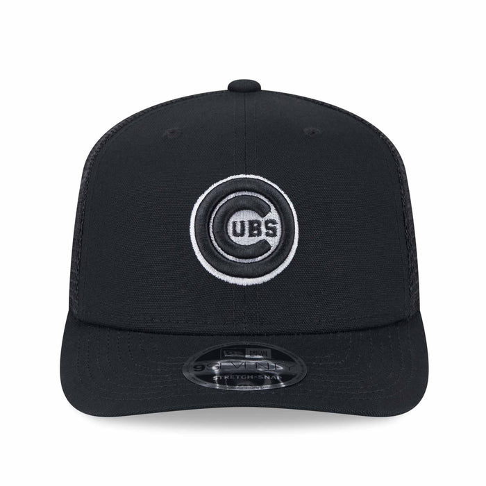 Chicago Cubs Canvas Black 9SEVENTY Stretch Snap Trucker Cap