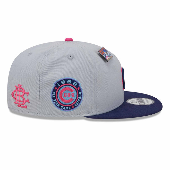 Chicago Cubs New Era Big League Chew 2024 9FFIFTY Grey Blue Snap Back Cap