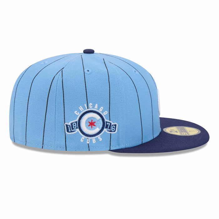 Chicago Cubs Pinstripe Baby Blue City Connect 1876 Patch 5950 Fitted Cap