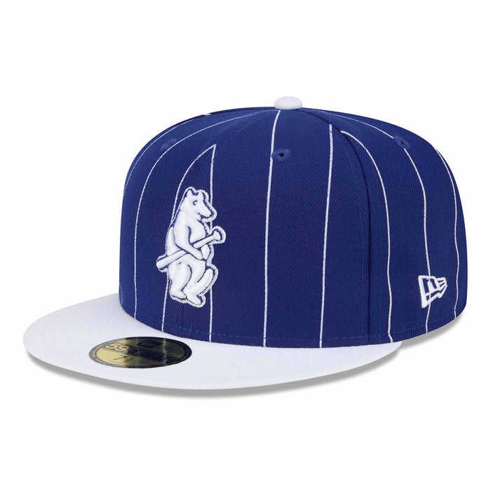 Chicago Cubs Pinstripe Navy 1914 Bear 1876 Patch 5950 Fitted Cap
