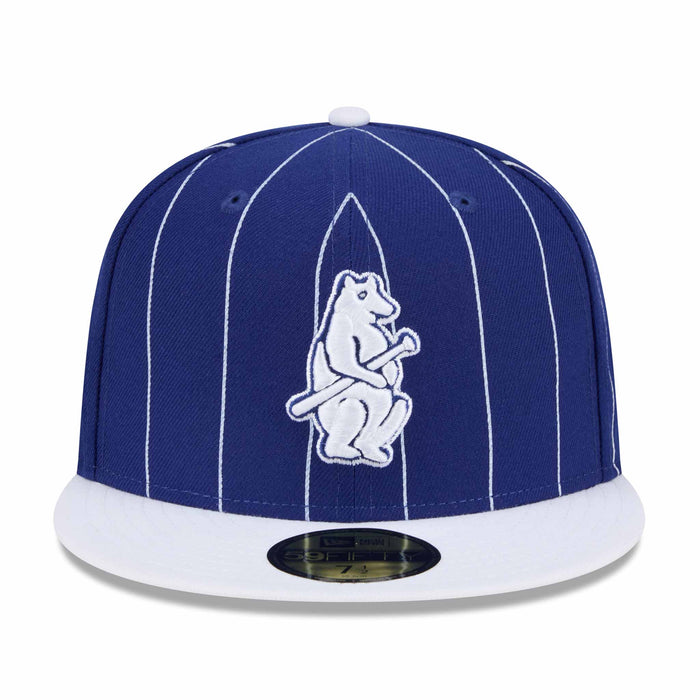 Chicago Cubs Pinstripe Navy 1914 Bear 1876 Patch 5950 Fitted Cap