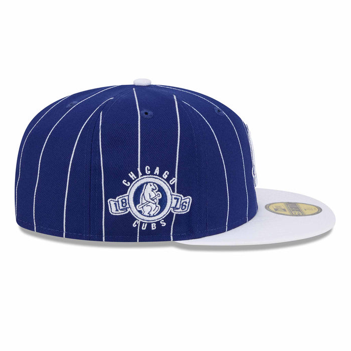 Chicago Cubs Pinstripe Navy 1914 Bear 1876 Patch 5950 Fitted Cap