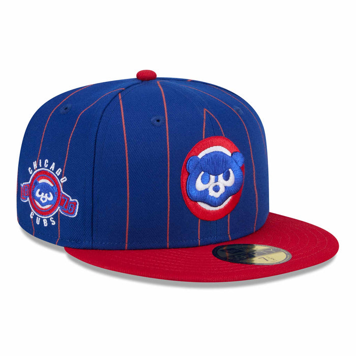 Chicago Cubs Pinstripe Royal 1984 Bear 1876 Patch 5950 Fitted Cap