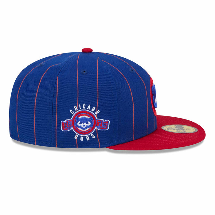 Chicago Cubs Pinstripe Royal 1984 Bear 1876 Patch 5950 Fitted Cap