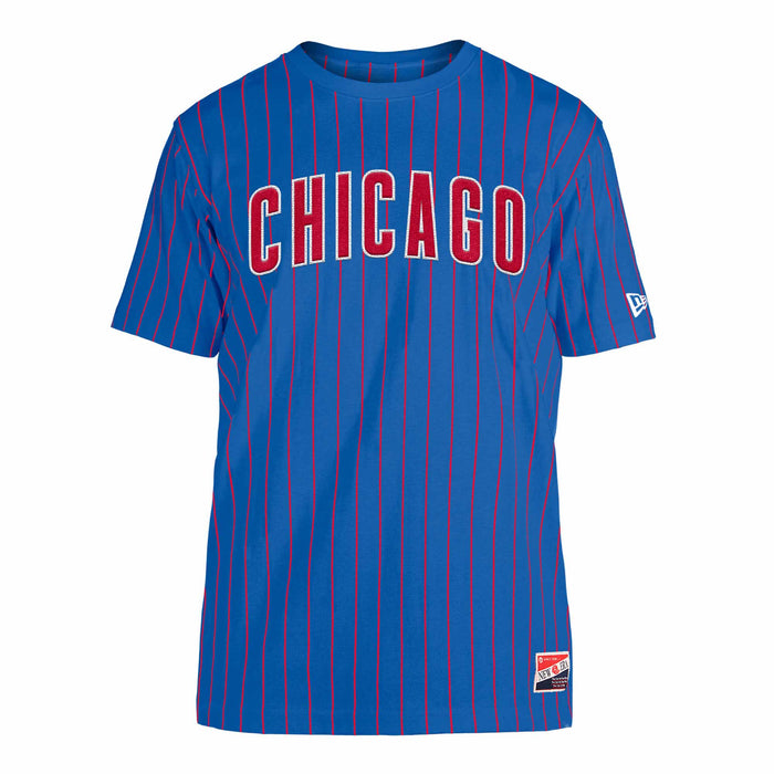 Chicago Cubs Two Sided Bullseye Royal Pinstripe T-Shirt