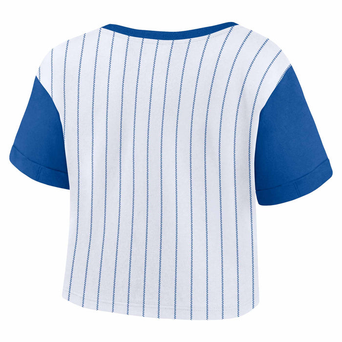 Chicago Cubs Women's Large Logo Biblend Pinstripe T-Shirt