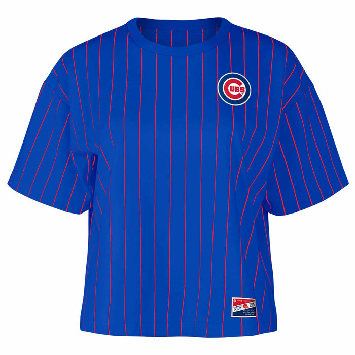 Chicago Cubs Women's Pinstripe Team Color T Shirt