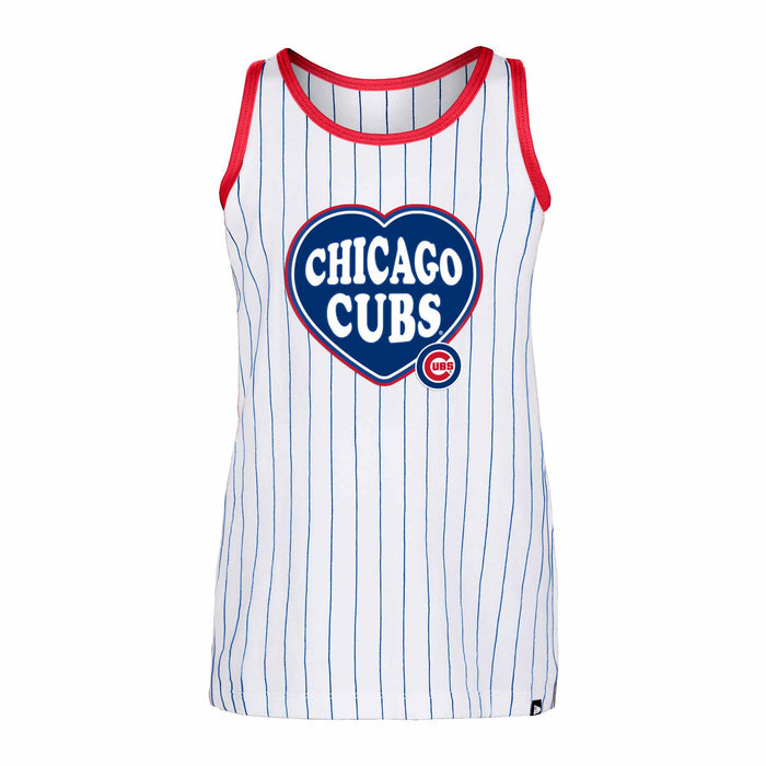 Chicago Cubs Youth Girls Heart Pinstripe Tank Top