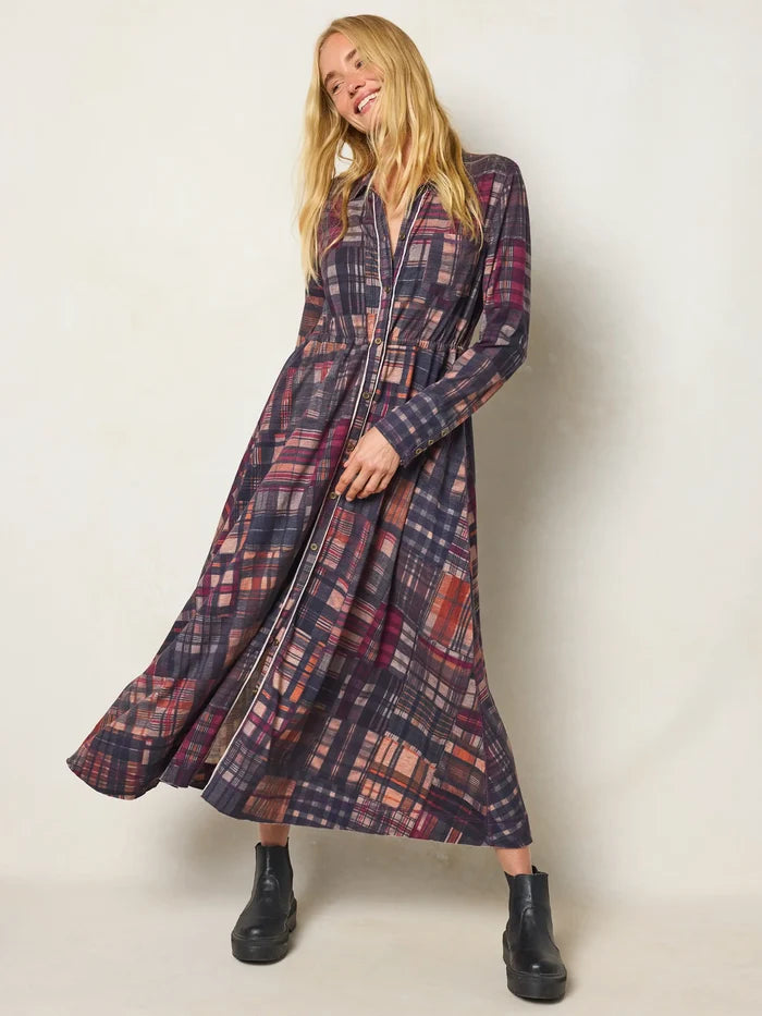 Christa Knit Cotton Maxi Dress - Greenfield Patches Blackberry-view 1