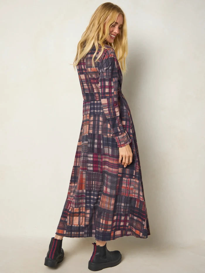 Christa Knit Cotton Maxi Dress - Greenfield Patches Blackberry-view 2