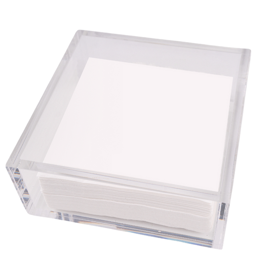 Clear square plastic box on a white background