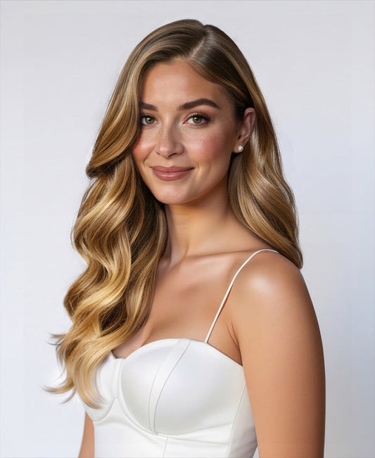 clip-in hair extensions caramel balayage.
