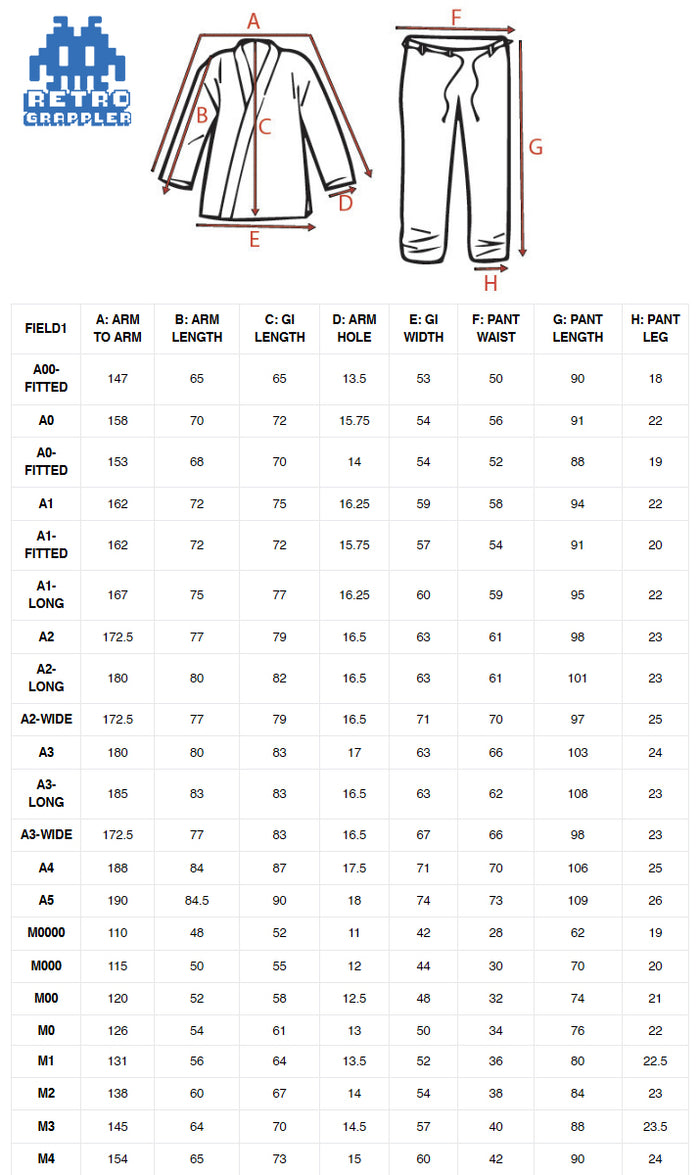 gi size chart