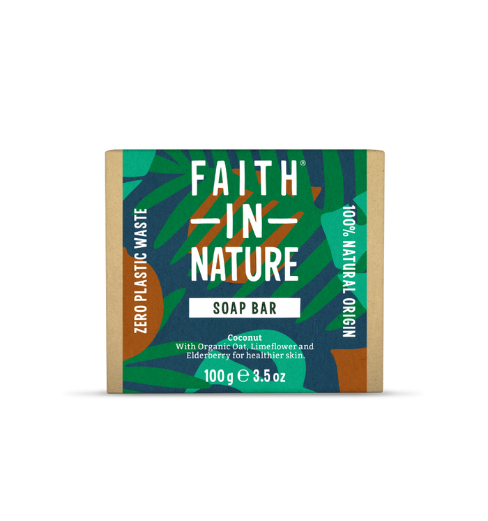 Natural organic coconut oil soap bar - Faith In Nature - plastic free, zero waste