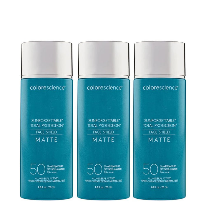 Colorescience Sunforgettable Total Protection Face Shield Matte SPF 50 55ml 3 Pack Set - Beauty Tribe
