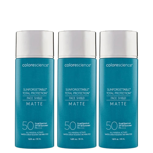 Colorescience Sunforgettable Total Protection Face Shield Matte SPF 50 55ml 3 Pack Set - Beauty Tribe