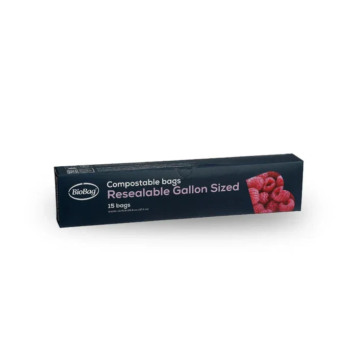 BioBag Compostable & Resealable Gallon-Size Bags - 15pk