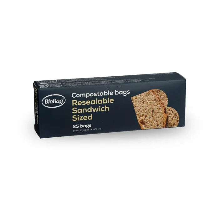 BioBag Compostable & Resealable Sandwich Bags - 25pk