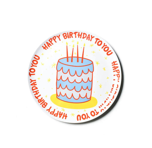 Cotton Colors Blue Happy Birthday Cake Melamine Dinner Plate