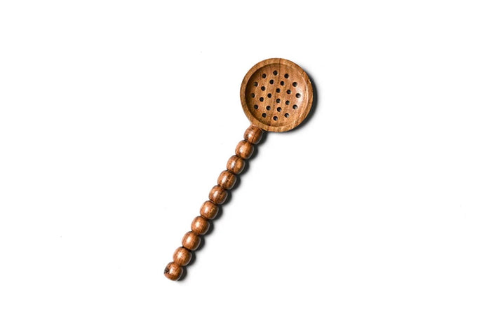 Cotton Colors Wooden Slotted Spoon with Knobbed Handle