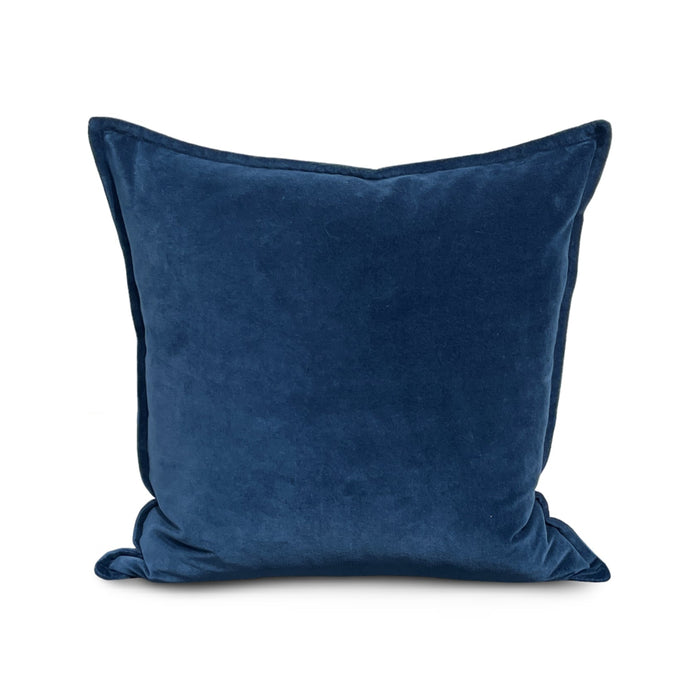 Cotton velvet pillow in navy blue, square size, from Surya