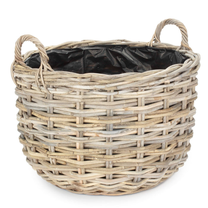 Curved Base Rattan Planter With Plastic Lining
