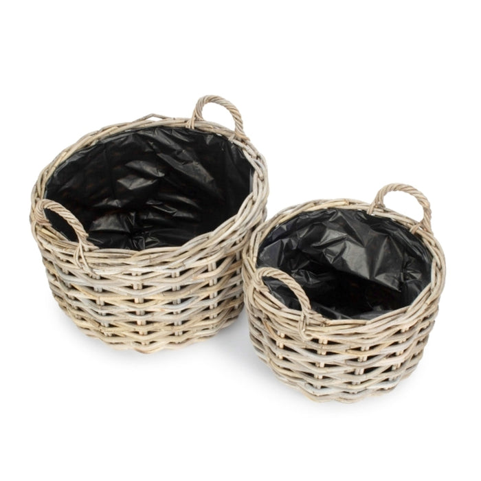 Curved Base Rattan Planter With Plastic Lining