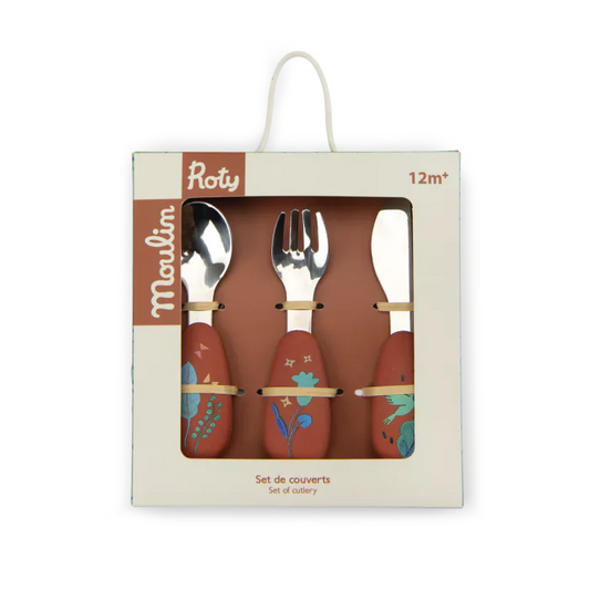 Moulin Roty - Cutlery Set - Silicone - La forêt Mawa