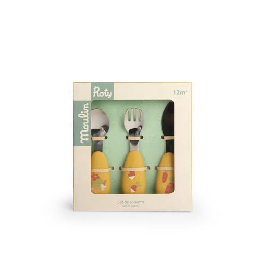 Moulin Roty - Cutlery Set - Silicone - Trois Petits Lapins