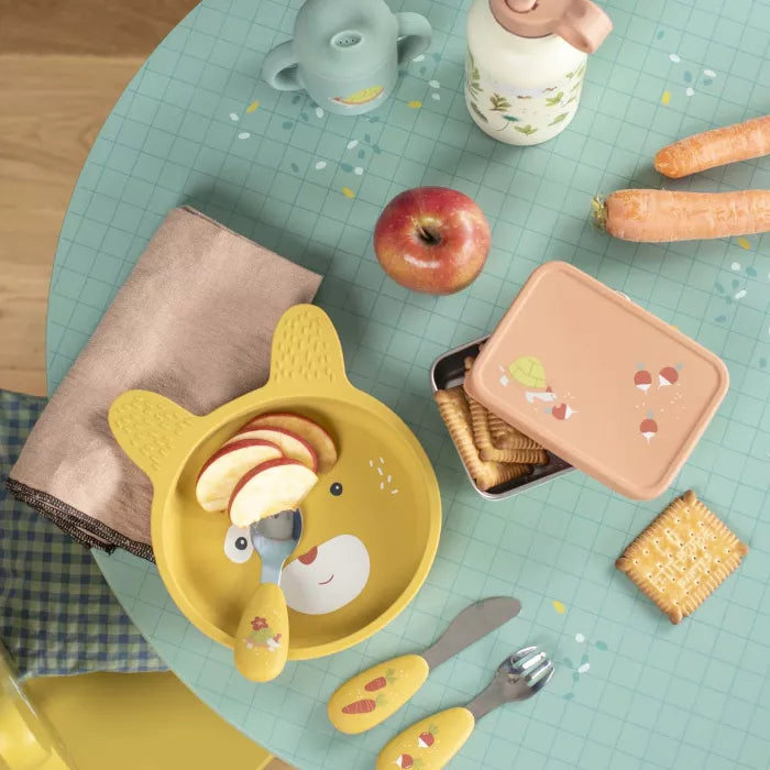 Moulin Roty - Cutlery Set - Silicone - Trois Petits Lapins - Lifestyle Cut 2