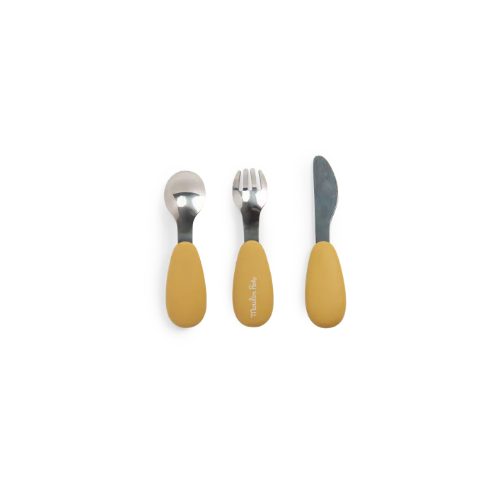 Moulin Roty - Cutlery Set - Silicone - Trois Petits Lapins - Back