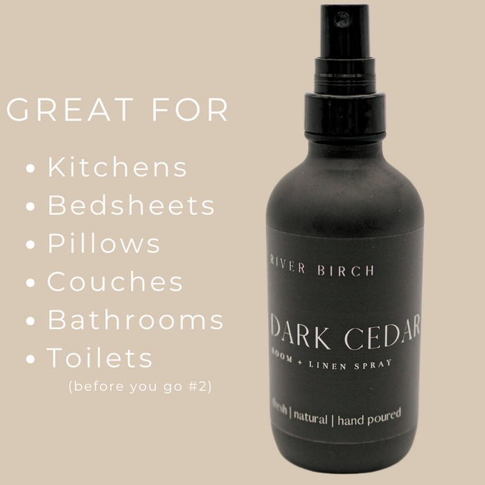 Dark Cedar- 4 oz Black Glass Room + Linen Spray