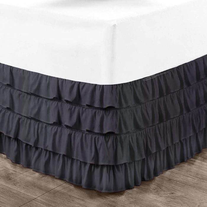 Dark Grey Waterfall Ruffled Bed Skirt 600TC