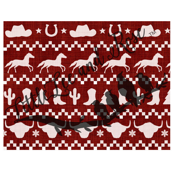 Dark Red Country Christmas Full Sheet 8.5x11 -  UV-DTF