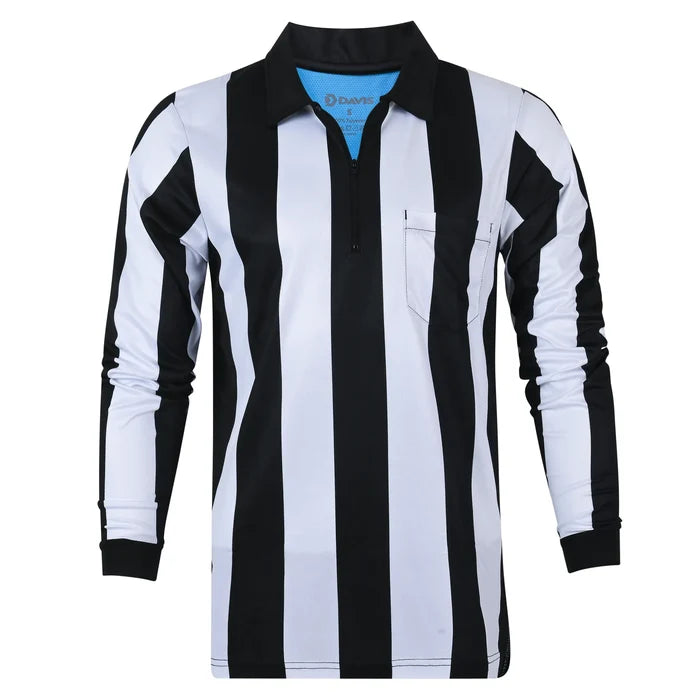 Davis BFX 2 1/4" Stripe Football Referee LS Shirt w/ Chest American Flag