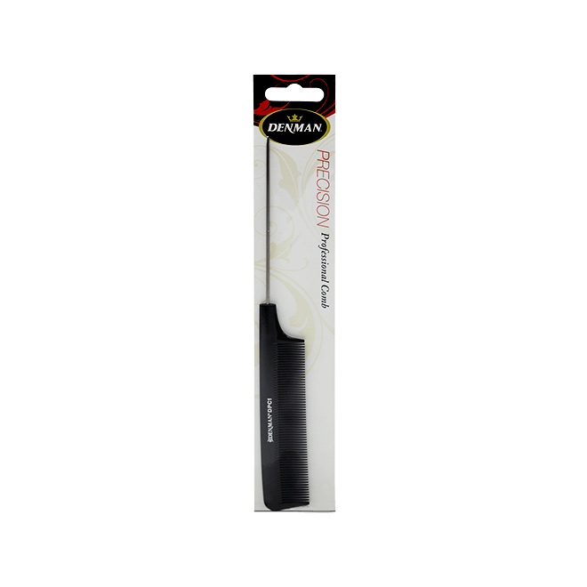 Denman DPC1 Precision Pin Tail Metal Handle 213mm Black Comb