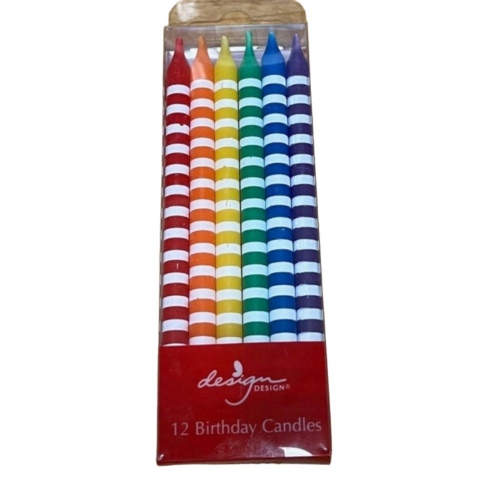 DESIGN Rainbow Stripe Candles - 12-Pack