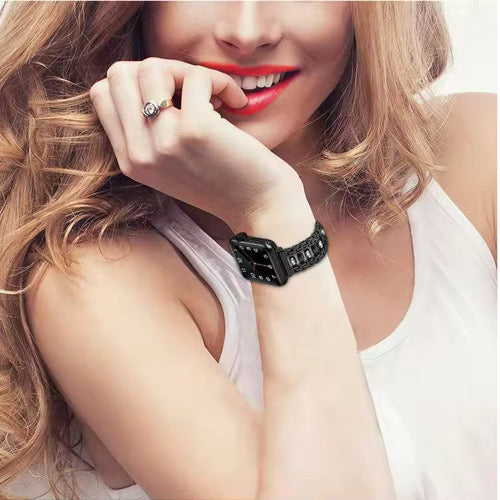 Diamond Dazzle Stainless Steel Link Band For Apple Watch Multiple Colors Available — Why You'll Love It: ✔ Chic & Stylish: Dazzling metal links with subtle sparkle embellishments.