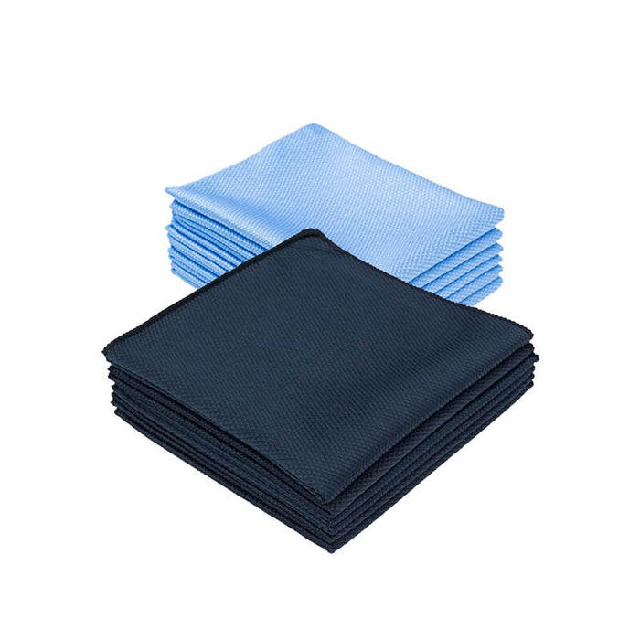 TRC Diamond Weave Glass & Window Towel Blue and Black Stacks